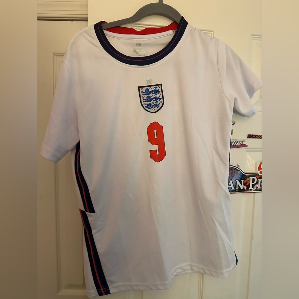 Kids White and Red England Soccer Jersey